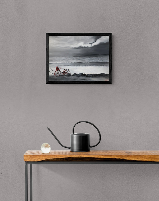 Impression sur papier d'art du tableau "Balade à vélo" de Bénédicte Brigeot artiste peintre à Noirmoutier