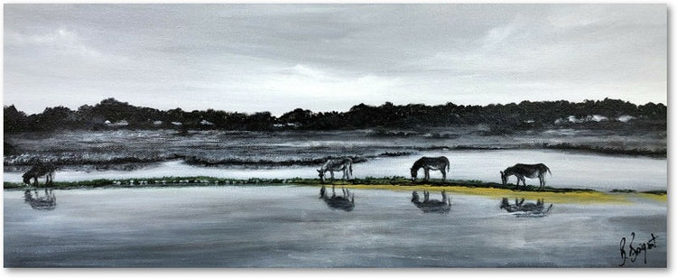 Impression sur papier d'art du tableau "Balade sur la jetée" de Bénédicte Brigeot artiste peintre à Noirmoutier