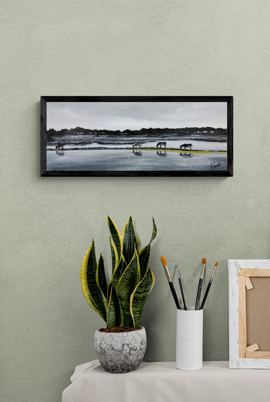 Impression sur papier d'art du tableau "Balade sur la jetée" de Bénédicte Brigeot artiste peintre à Noirmoutier