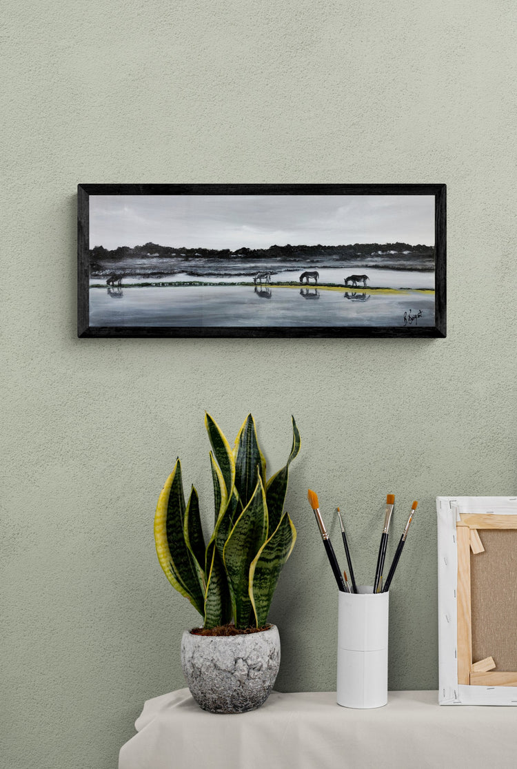 Impression sur papier d'art du tableau "Balade sur la jetée" de Bénédicte Brigeot artiste peintre à Noirmoutier