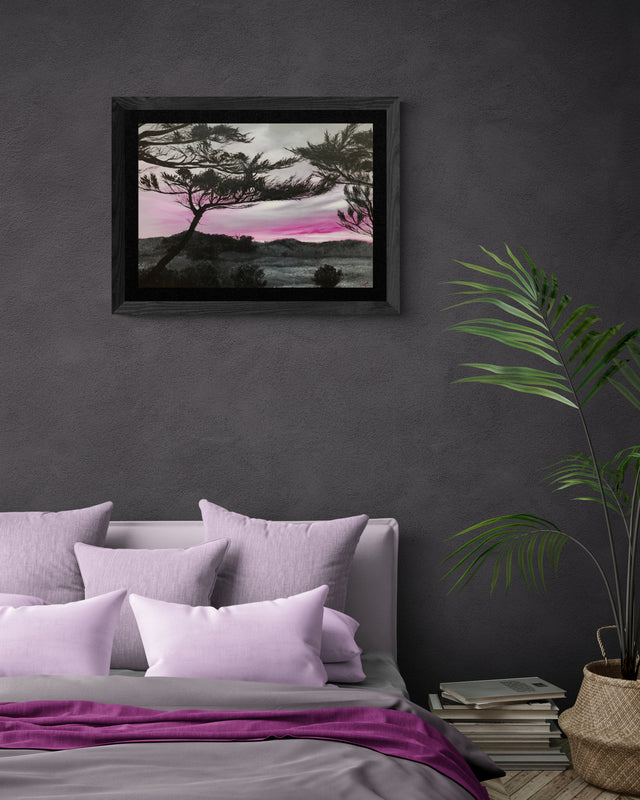 Ciel magenta aux Eloux Impression sur Papier d'Art en édition limitée