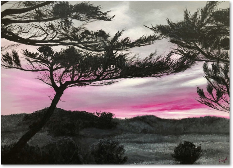 Ciel magenta aux Eloux Impression sur Papier d'Art en édition limitée