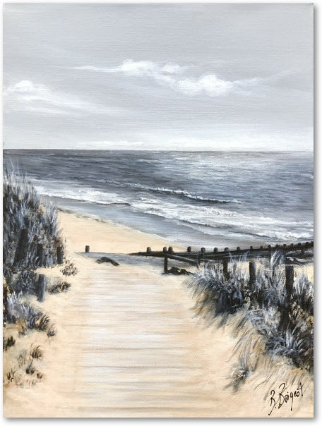 Impression sur papier d'art du tableau "Descente de plage" de Bénédicte Brigeot artiste peintre à Noirmoutier