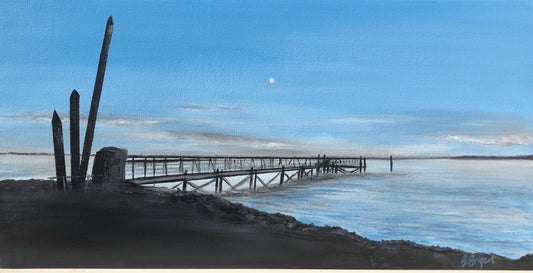 Tableau, L'estacade de la Fosee, peinture acrylique, Artbeige by Bénédicte Eigelthinger Brigeot, Artiste peintre à Noirmoutier en Vendée