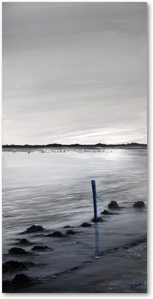 Impression sur papier d'art du tableau "La traversée du gois n°1" de Bénédicte Brigeot artiste peintre à Noirmoutier