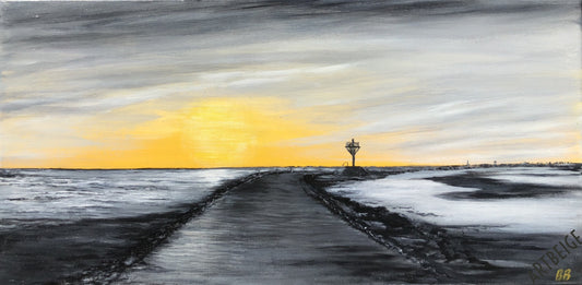 collection NO autrement... Le soleil se lève sur le Gois Œuvre originale, Artbeige by Bénédicte Eigelthinger Brigeot, Artiste peintre à Noirmoutier en Vendée