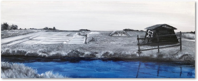 Impression sur papier d'art du tableau "Marais salant Puylorson" de Bénédicte Brigeot artiste peintre à Noirmoutier