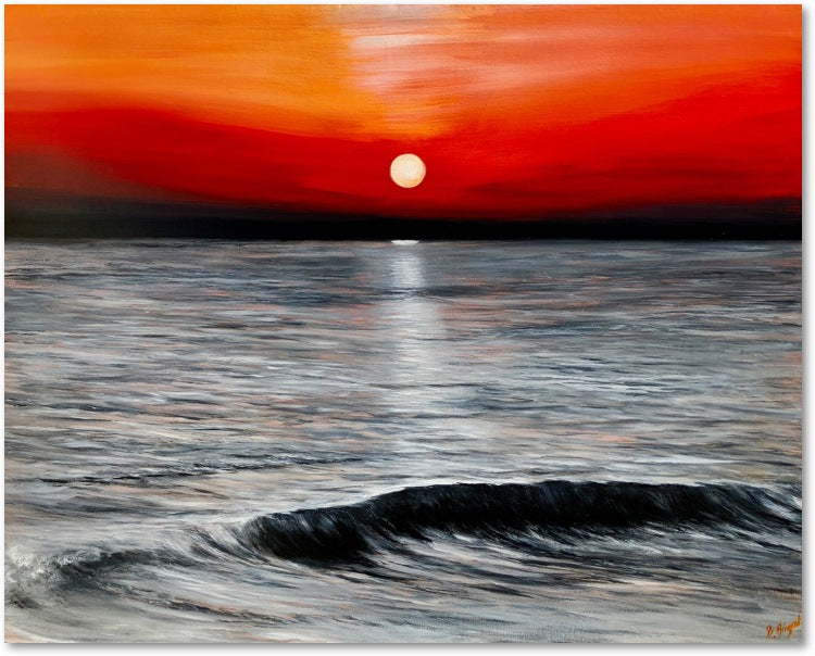 Impression sur papier d'art du tableau "Quand Barbâtre s'endort" de Bénédicte Brigeot artiste peintre à Noirmoutier