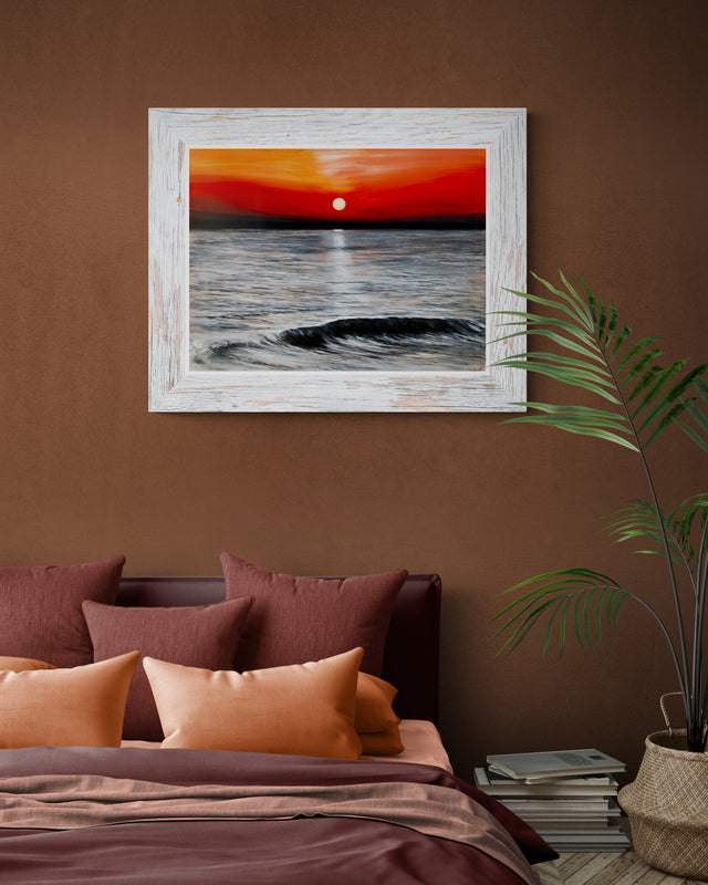 Impression sur papier d'art du tableau "Quand Barbâtre s'endort" de Bénédicte Brigeot artiste peintre à Noirmoutier