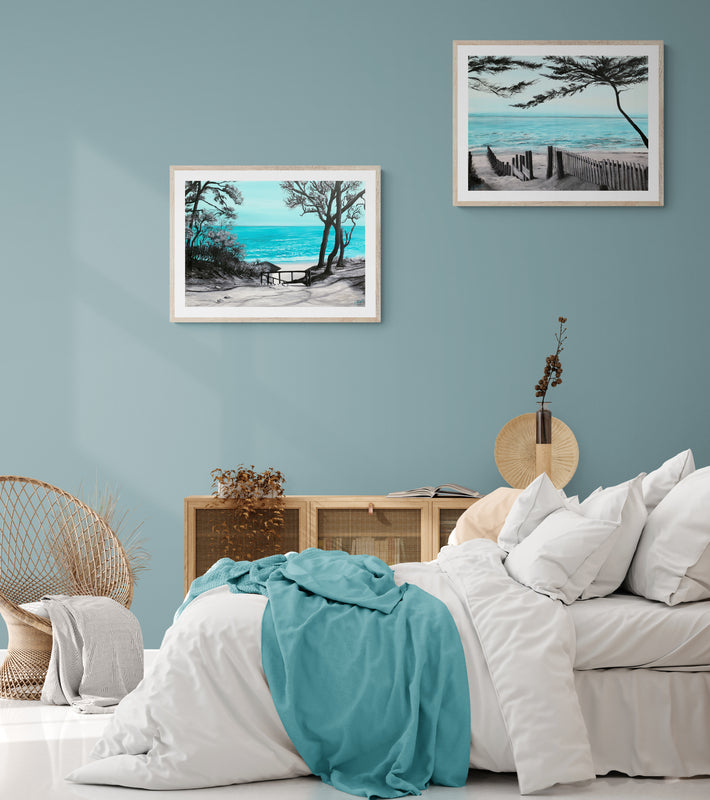 Impression sur papier d'art du tableau "Plage de la Clère" de Bénédicte Brigeot artiste peintre à Noirmoutier