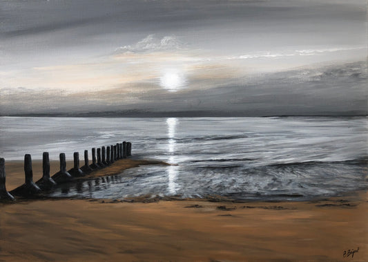 Tableau, Très tôt un matin aux Sableaux,peinture acrylique. Artbeige by Bénédicte Eigelthinger Brigeot, Artiste peintre à Noirmoutier en Vendée