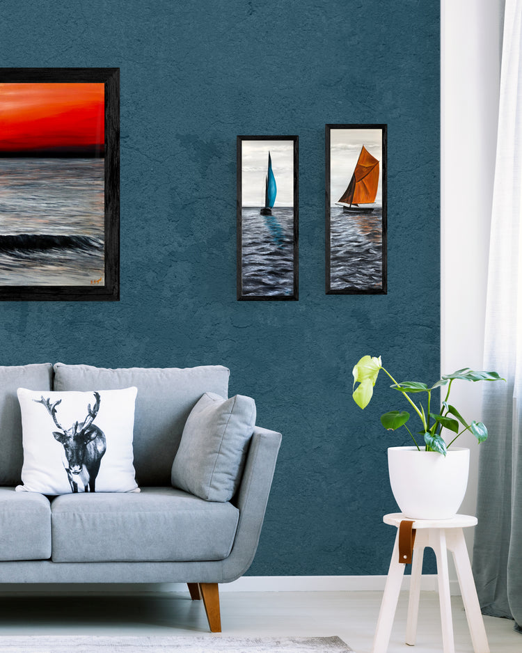 Impression sur papier d'art du tableau "Vogue en duo n°2" de Bénédicte Brigeot artiste peintre à Noirmoutier