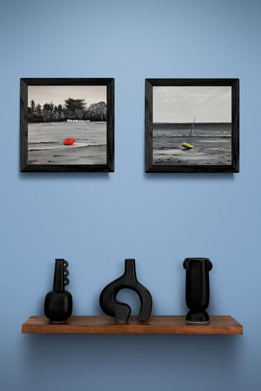 Impression sur papier d'art du tableau "La bouée des Sableaux" de Bénédicte Brigeot artiste peintre à Noirmoutier