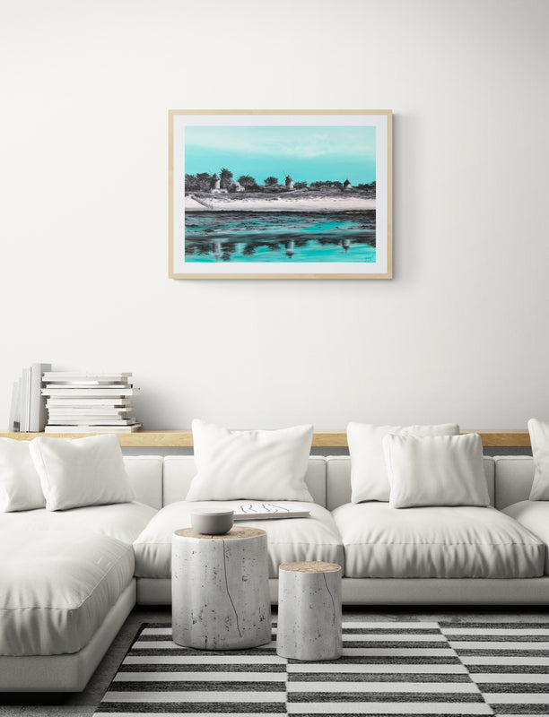 Impression sur papier d'art du tableau "Les moulins de mon coeur" de Bénédicte Brigeot artiste peintre à Noirmoutier