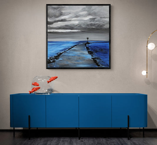 Impression sur papier d'art du tableau "Quand le gois se découvre" de Bénédicte Brigeot artiste peintre à Noirmoutier