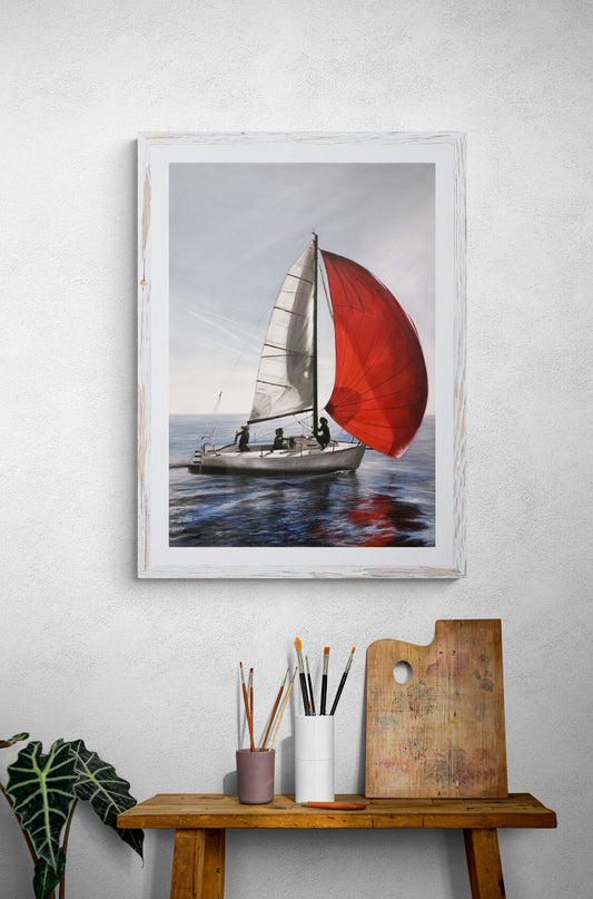 La Voile Rouge Impression sur Papier d'Art en édition limitée