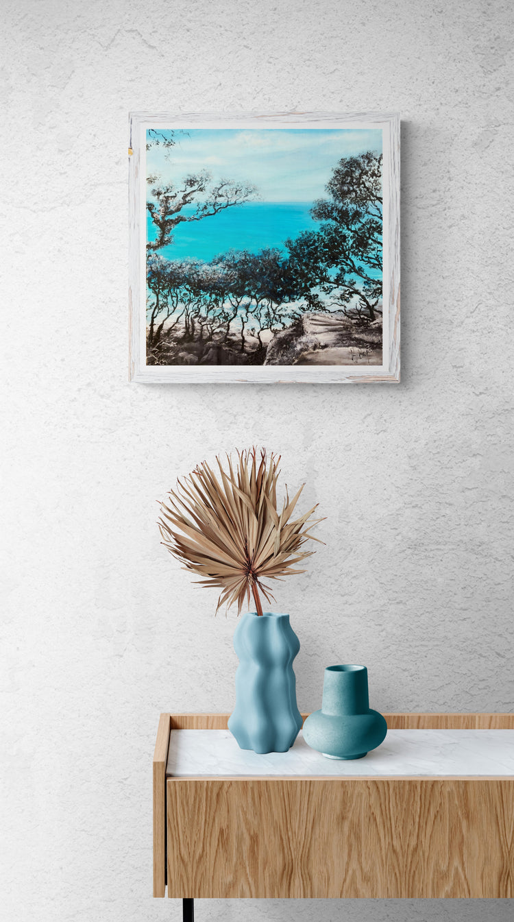 Impression sur papier d'art du tableau "A travers bois" de Bénédicte Brigeot artiste peintre à Noirmoutier 