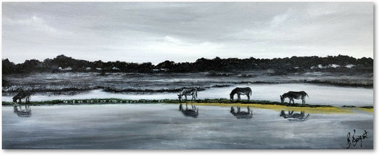 Impression sur papier d'art du tableau "Balade sur la jetée" de Bénédicte Brigeot artiste peintre à Noirmoutier