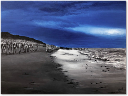 Impression sur papier d'art du tableau "Ciel d'un soir sur Luzeronde" de Bénédicte Brigeot artiste peintre à Noirmoutier