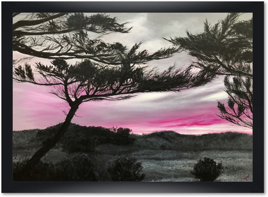 Ciel magenta aux Eloux Impression sur Papier d'Art en édition limitée