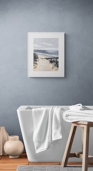Impression sur papier d'art du tableau "Descente de plage" de Bénédicte Brigeot artiste peintre à Noirmoutier