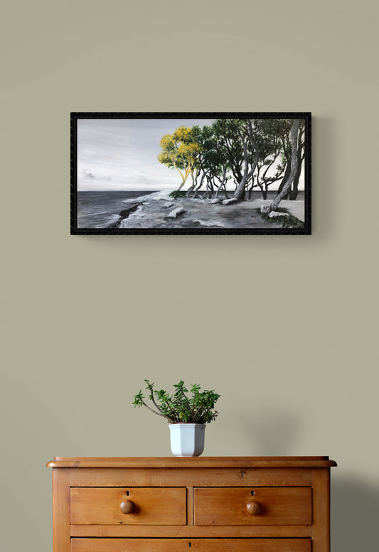 Impression sur papier d'art du tableau "La pointe à l'arbre d'or" de Bénédicte Brigeot artiste peintre à Noirmoutier