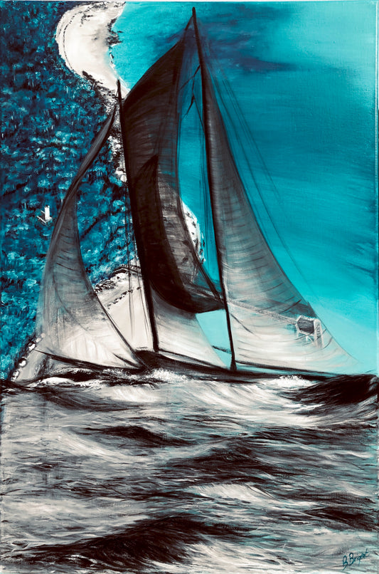 Tableau, Les Flots bleus, peinture acrylique. Artbeige by Bénédicte Eigelthinger Brigeot, Artiste peintre à Noirmoutier en Vendée