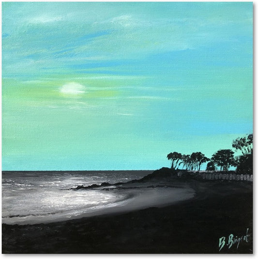 Impression sur papier d'art du tableau "Les Dames en bleu" de Bénédicte Brigeot artiste peintre à Noirmoutier