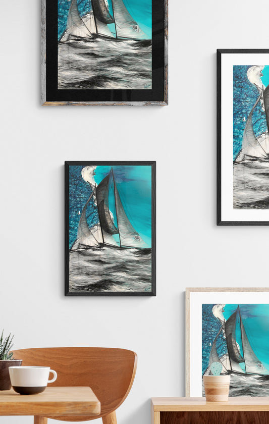 Les Flots Bleus Impression sur Papier d'art en édition limitée