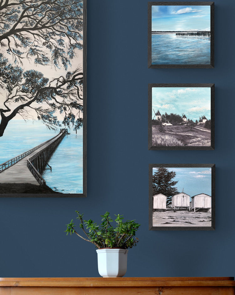 Impression sur papier d'art du tableau "Les trois moulins" de Bénédicte Brigeot artiste peintre à Noirmoutier
