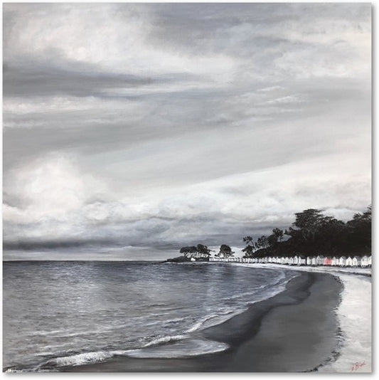 Impression sur papier d'art du tableau "Unique plage des Dames" de Bénédicte Brigeot artiste peintre à Noirmoutier