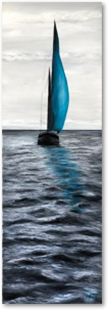 Impression sur papier d'art du tableau "Vogue en duo n°2" de Bénédicte Brigeot artiste peintre à Noirmoutier