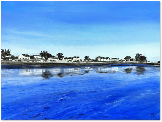 Impression sur papier d'art du tableau "Vue sur le Vieil" de Bénédicte Brigeot artiste peintre à Noirmoutier