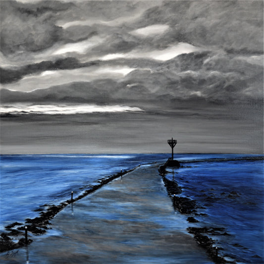 Tableau, Quand le gois se découvre, peinture acrylique. Artbeige by Bénédicte Eigelthinger Brigeot, Artiste peintre à Noirmoutier en Vendée